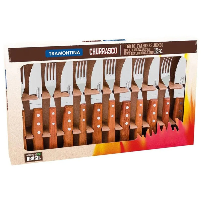 Conjunto para Churrasco Tramontina Dynamic em Aço Inox e Madeira – 12 Peças