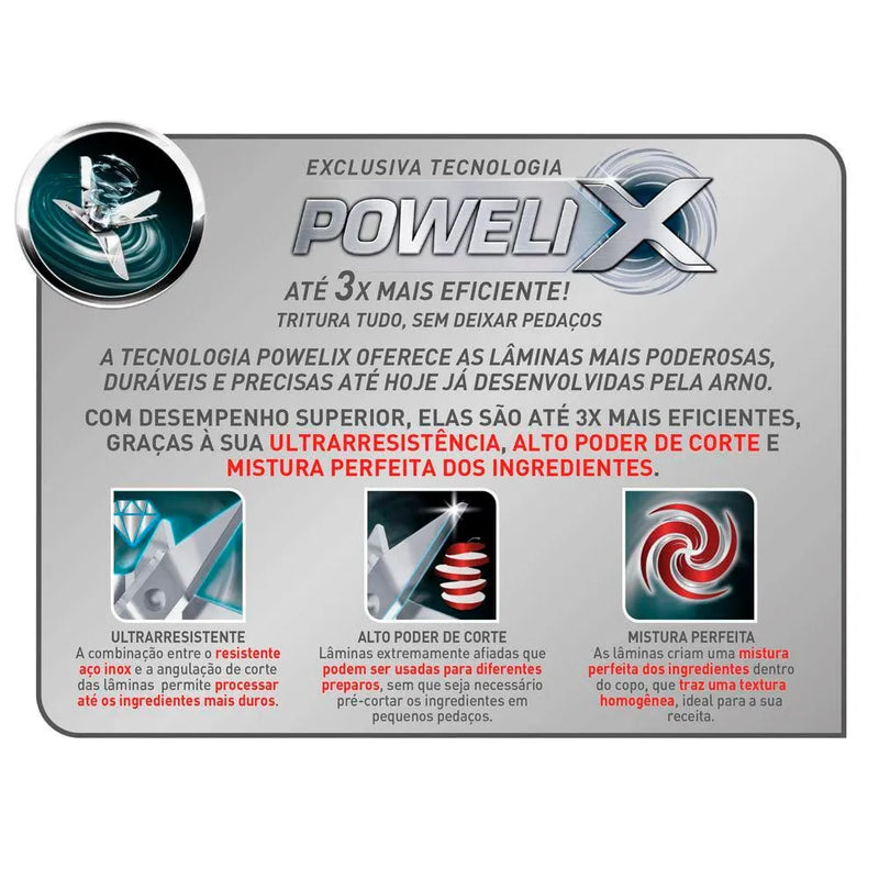 Liquidificador Arno Power Max LN65 Comfort Control 15 Velocidades 1400W - Preto 220V