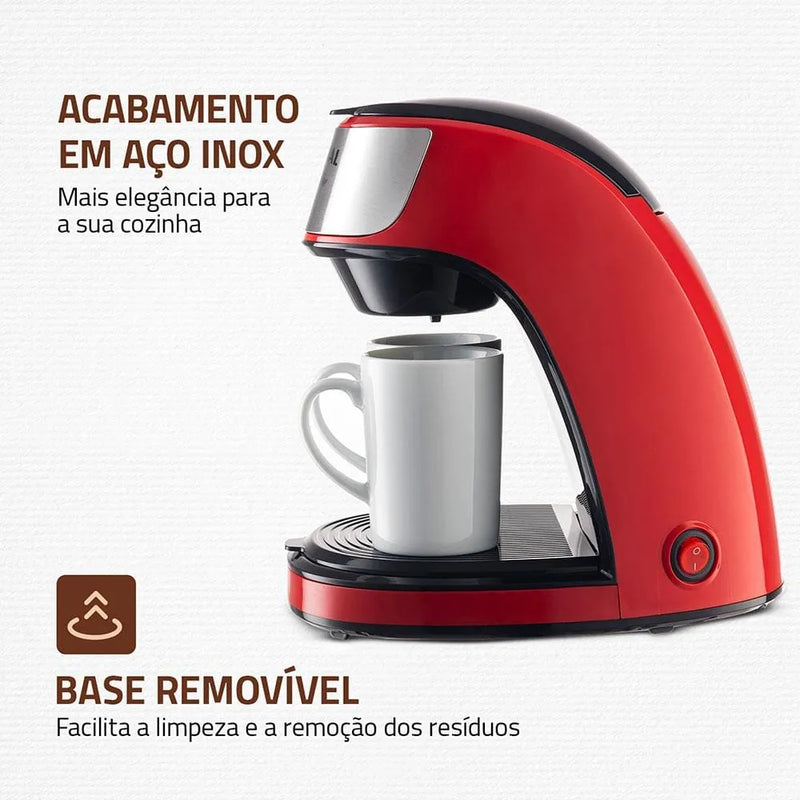 Cafeteira Elétrica Mondial Smart Coffee C-42 com 2 Xícaras - Vermelha 220v