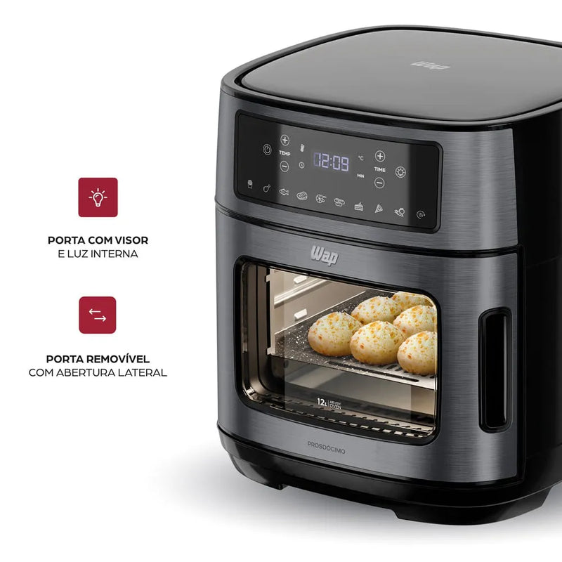 Fritadeira Elétrica Sem Óleo Air Fryer WAP Oven WAOD2 12L – Black Inox 110V