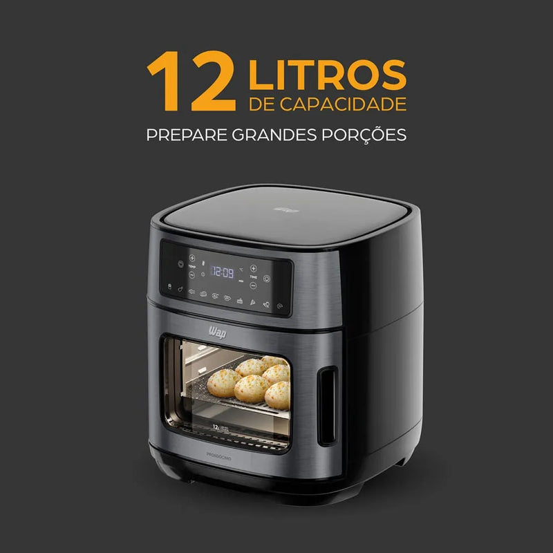 Fritadeira Elétrica Sem Óleo Air Fryer WAP Oven WAOD2 12L – Black Inox 110V