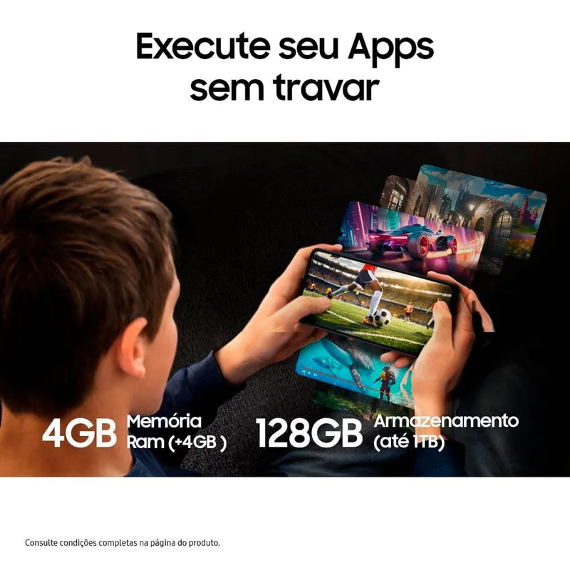 Smartphone Samsung Galaxy A06 Branco 4G 128GB 4GB RAM Tela 6,7" Processador Octa-Core, Câmera Traseira de 50MP e Selfie de 8MP