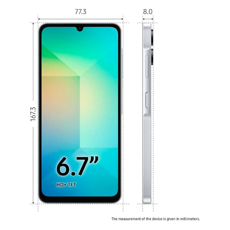 Smartphone Samsung Galaxy A06 Branco 4G 128GB 4GB RAM Tela 6,7" Processador Octa-Core, Câmera Traseira de 50MP e Selfie de 8MP