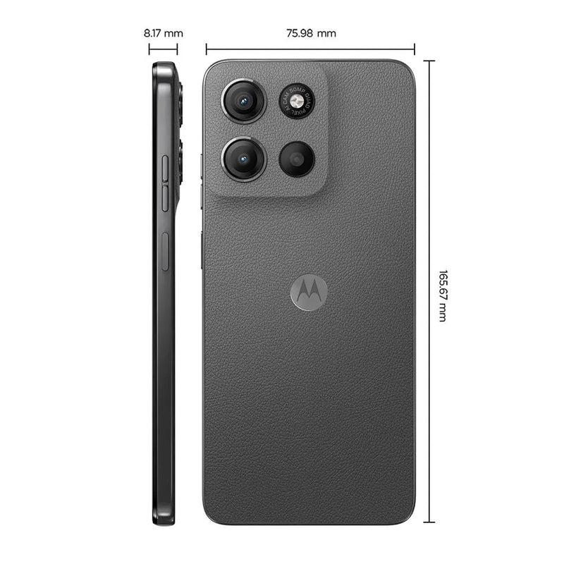 Smartphone Motorola Moto G15 Grafite Vegan Leather com 256GB, 12GB RAM Boost, Tela 6.7”, Câmera principal 50 MP e Processador Octa-Core