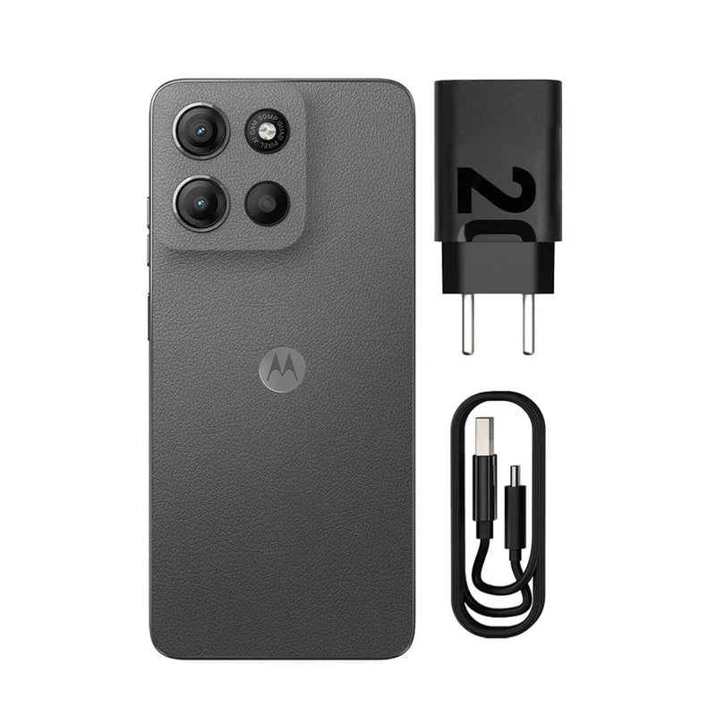 Smartphone Motorola Moto G15 Grafite Vegan Leather com 256GB, 12GB RAM Boost, Tela 6.7”, Câmera principal 50 MP e Processador Octa-Core