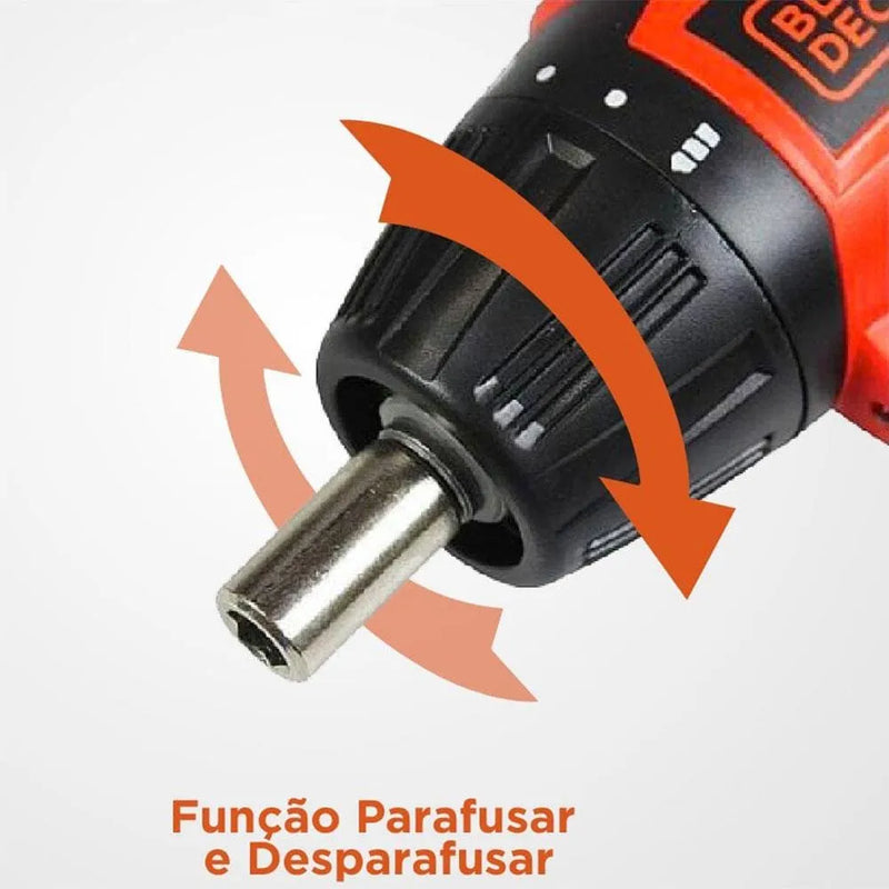 Parafusadeira a Bateria Black&Decker KC4815B Bivolt com Ponta Magnética e 15 Bits - 4.8v