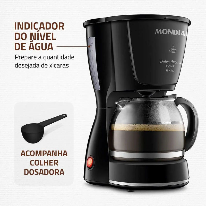 Cafeteira Elétrica Mondial Dolce Arome C-30 18 Xícaras – Preta 110V