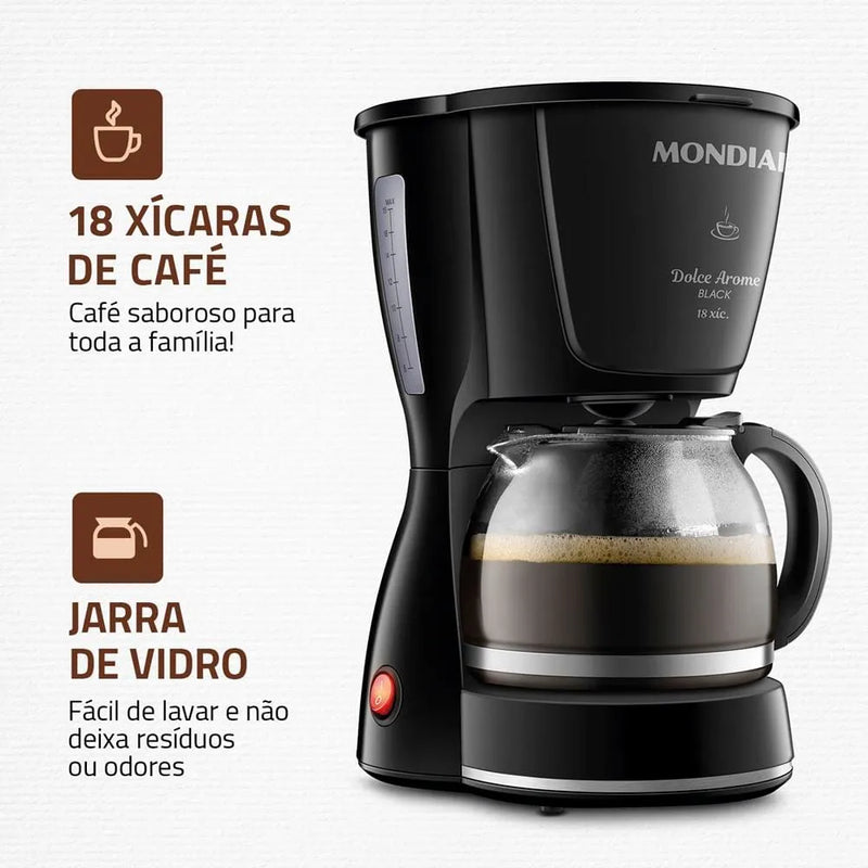 Cafeteira Elétrica Mondial Dolce Arome C-30 18 Xícaras – Preta 110V