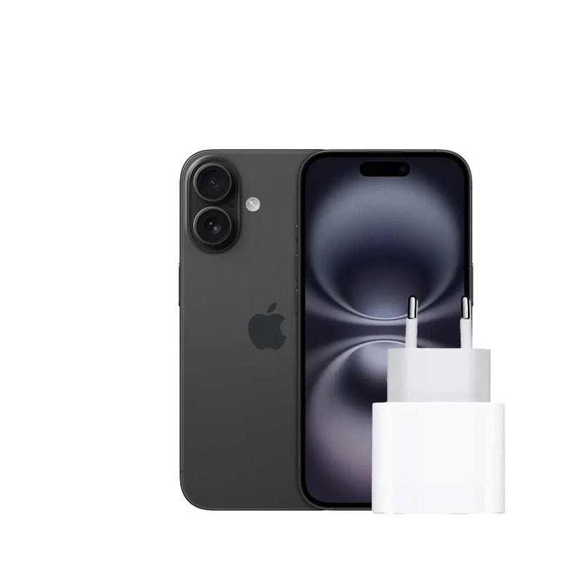 Apple iPhone 16 256GB – Preto + Carregador USB-C 20W Apple Branco Original - iPhone/iPad