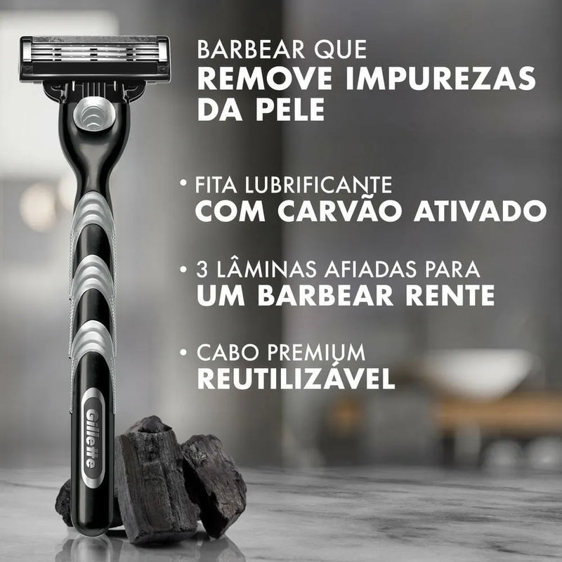 Aparelho de Barbear Gillette Mach3 Carbono 1 Unidade + 1 Carga