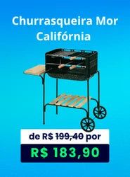 Churrasqueira Mor Califórnia 3011 com Grelha, Tábua, Espetos e Rodas para Transporte