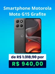 Smartphone Motorola Moto G15 Grafite Vegan Leather com 256GB, 12GB RAM Boost, Tela 6.7”, Câmera principal 50 MP e Processador Octa-Core