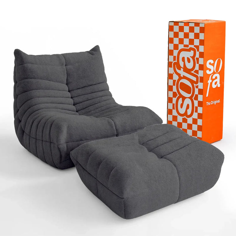 Kit Poltrona Design 1973 + Apoio para pés -Cinza