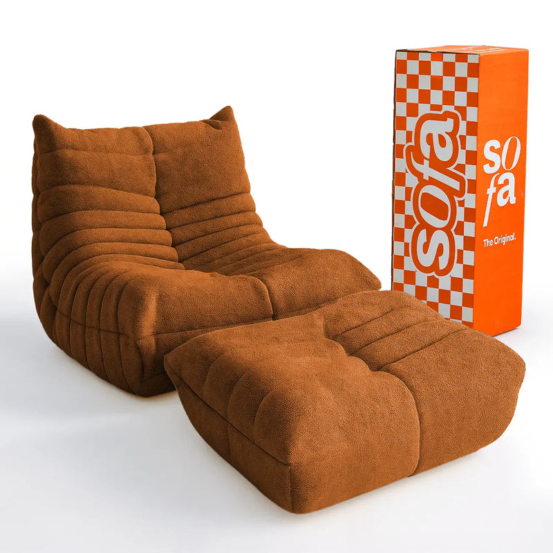 Kit Poltrona Design 1973 + Apoio para pés -Marron