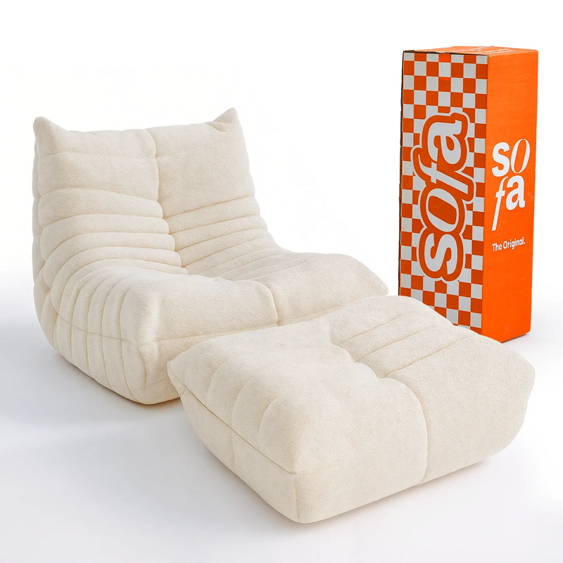 Kit Poltrona Design 1973 + Apoio para pés -Branco