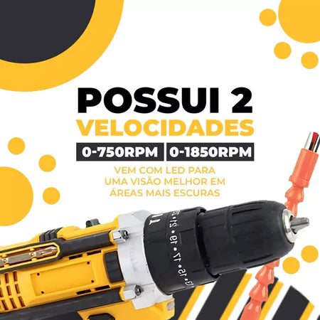 Parafusadeira Furadeira 48V 2 Baterias Com Maleta e Acessorios Completo