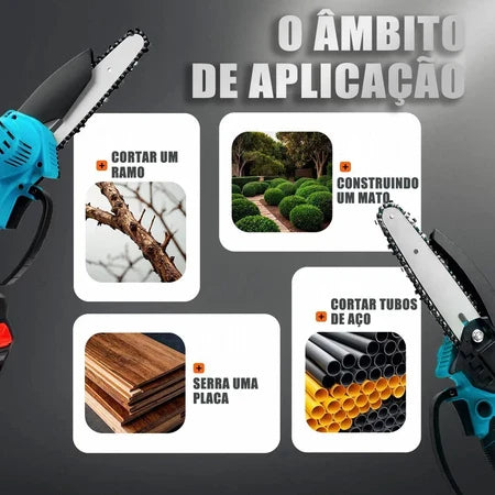 48V Motosserra Eletrica Potente 2 Baterias Recarregavel Sem Fio Madeira Galho Bambu Arvore Folha Carpintaria