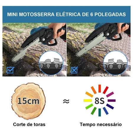 48V Motosserra Eletrica Potente 2 Baterias Recarregavel Sem Fio Madeira Galho Bambu Arvore Folha Carpintaria