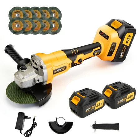 Esmerilhadeira 2 Bateria 48v Lixadeira Angular 4 polegadas Brushless 750W 2bateria De Lítio 10 lâminas de serra lixadeira bateria